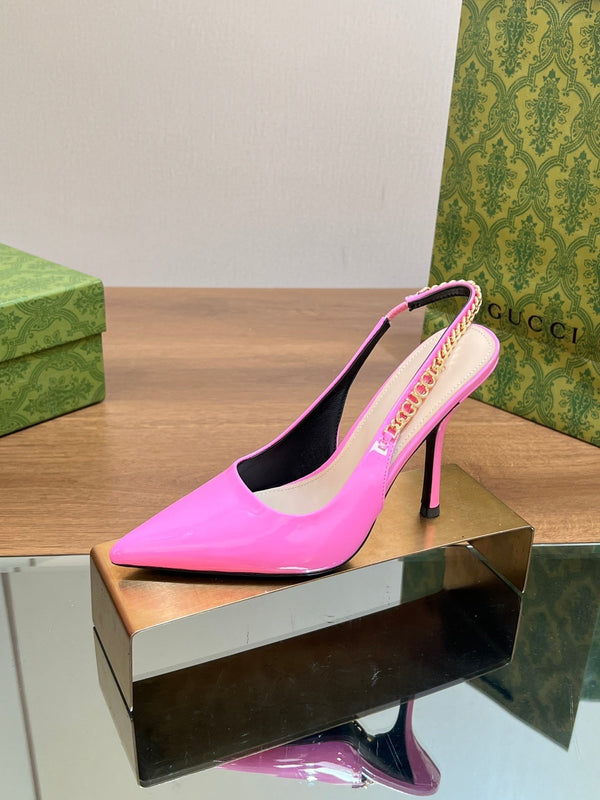 DÉCOLLETÉ GG SIGNORIA SLINGBACK IN PELLE DI AGNELLO ROSA BRILLANTE