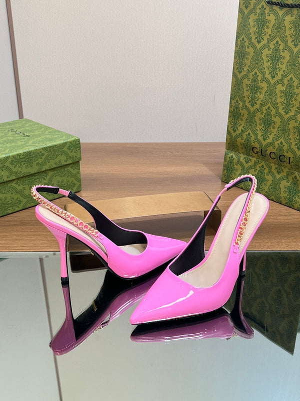 DÉCOLLETÉ GG SIGNORIA SLINGBACK IN PELLE DI AGNELLO ROSA BRILLANTE