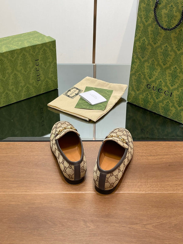 MOCASSINO GG JORDAAN IN TESSUTO MARRONE CHIARO