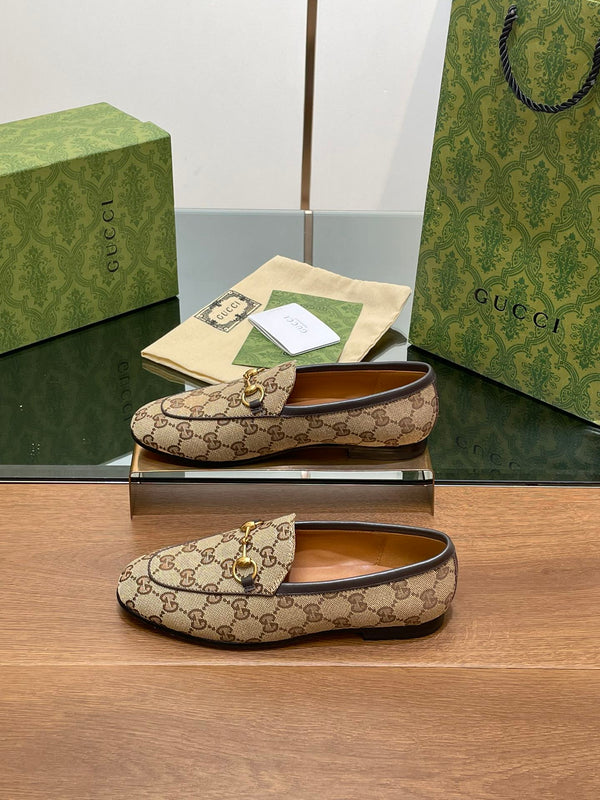 MOCASSINO GG JORDAAN IN TESSUTO MARRONE CHIARO