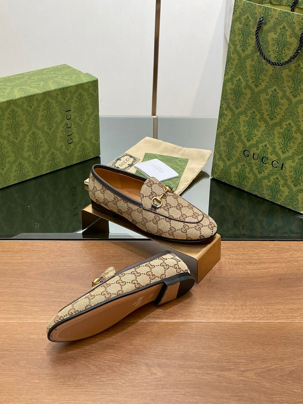 MOCASSINO GG JORDAAN IN TESSUTO MARRONE CHIARO