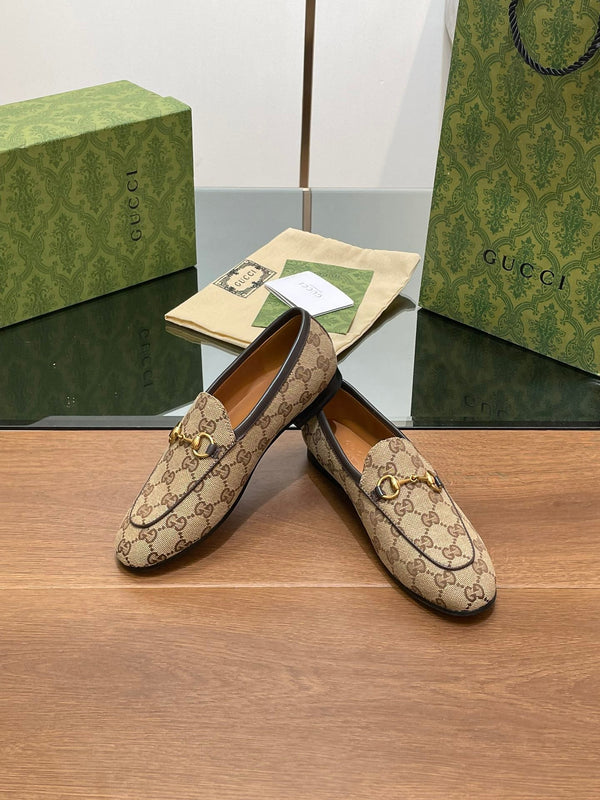 MOCASSINO GG JORDAAN IN TESSUTO MARRONE CHIARO