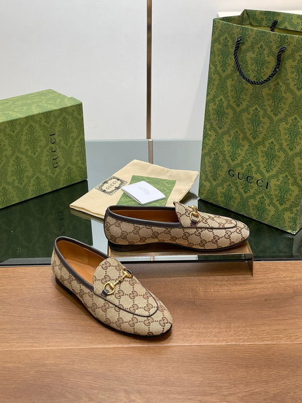 MOCASSINO GG JORDAAN IN TESSUTO MARRONE CHIARO