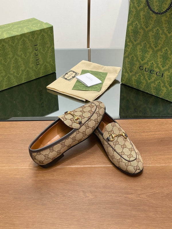 MOCASSINO GG JORDAAN IN TESSUTO MARRONE CHIARO