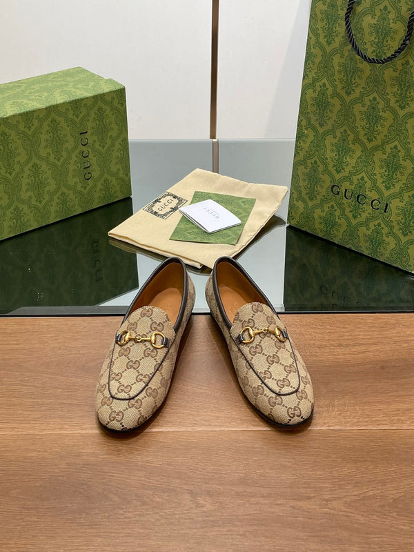 MOCASSINO GG JORDAAN IN TESSUTO MARRONE CHIARO