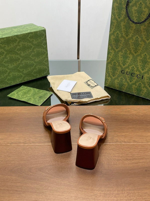 GG SIGNORIA SLIDE SANDAL CARAMEL DENIM