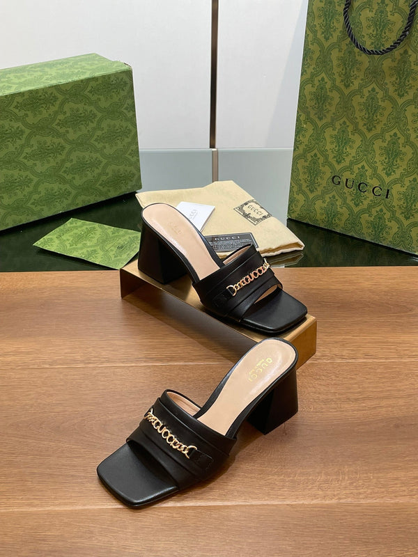 GG SIGNORIA SLIDE SANDAL BLACK DENIM