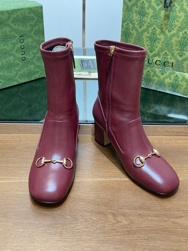GG Horsebit Ankle Boot 65 Burgundy Calfskin