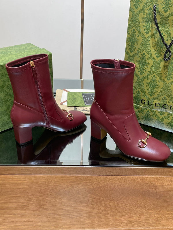 GG Horsebit Ankle Boot 65 Burgundy Calfskin