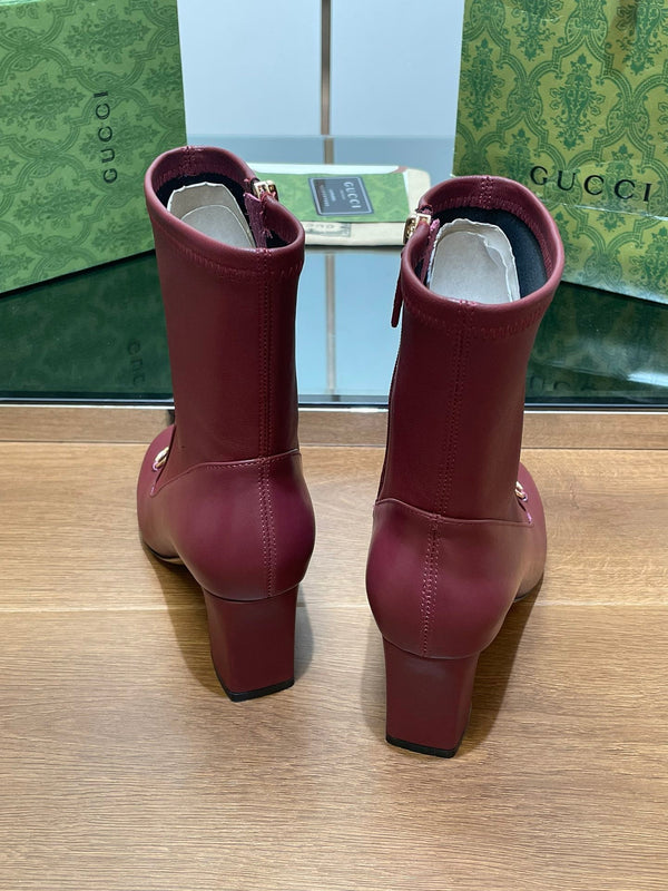 GG Horsebit Ankle Boot 65 Burgundy Calfskin