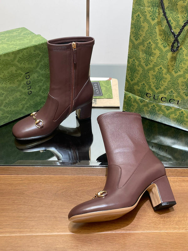 GG Horsebit Ankle Boot 65 Chocolate Calfskin