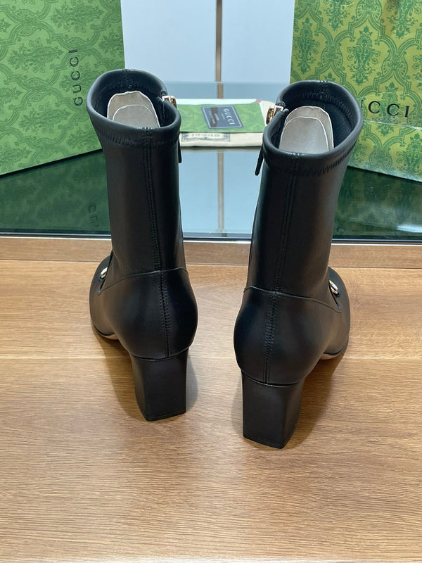 Stivaletto GG Horsebit 65 in pelle di vitello nera