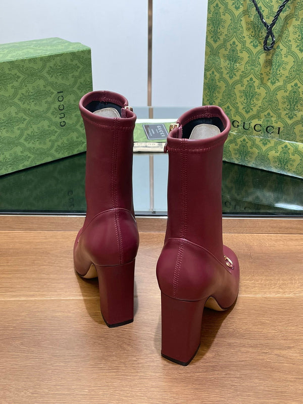GG Horsebit Ankle Boot 95 Burgundy Calfskin