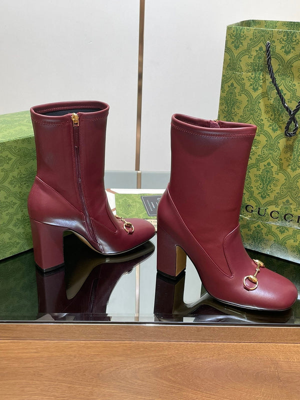 GG Horsebit Ankle Boot 95 Burgundy Calfskin