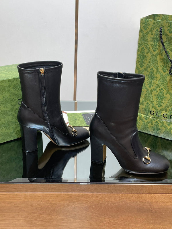 GG Horsebit Ankle Boot 95 Black Calfskin