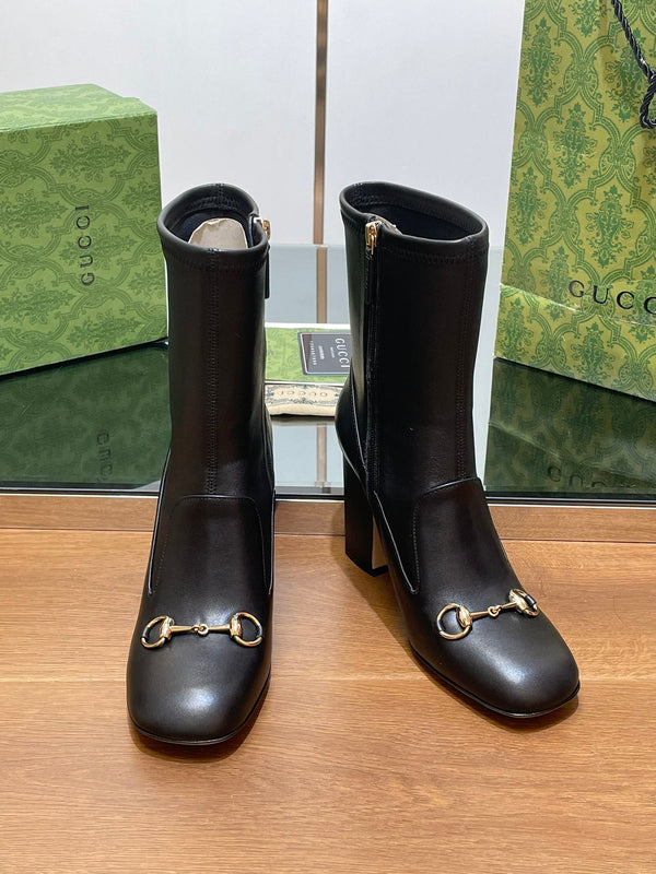 GG Horsebit Ankle Boot 95 Black Calfskin