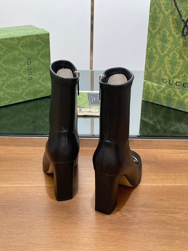 GG Horsebit Ankle Boot 95 Black Calfskin