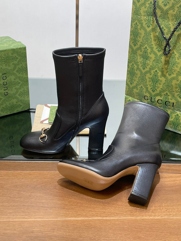 GG Horsebit Ankle Boot 95 Black Calfskin