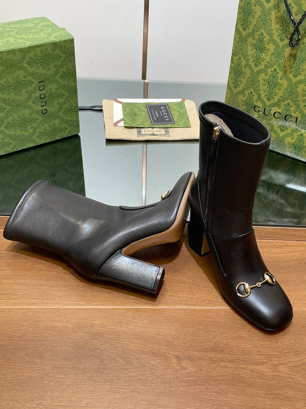 GG Horsebit Ankle Boot 95 Black Calfskin
