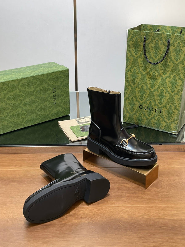 GG Horsebit Ankle Boot Black Calfskin