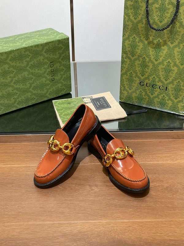 GG LOAFER SHOES IN BRONZE BROWN CALFSKIN