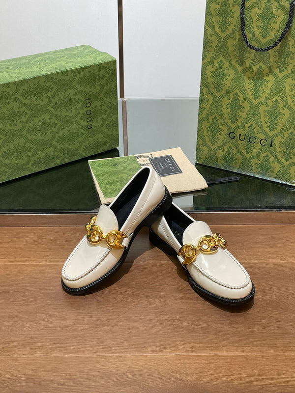 GG LOAFER SHOES IN WHITE CALFSKIN