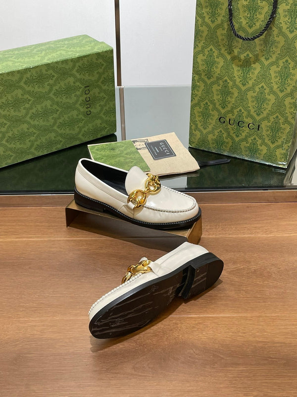 GG LOAFER SHOES IN WHITE CALFSKIN
