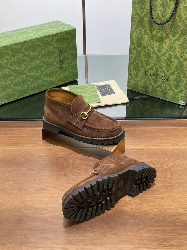 GG Ankle Boot With Horsebit 15 Dark Brown Suede