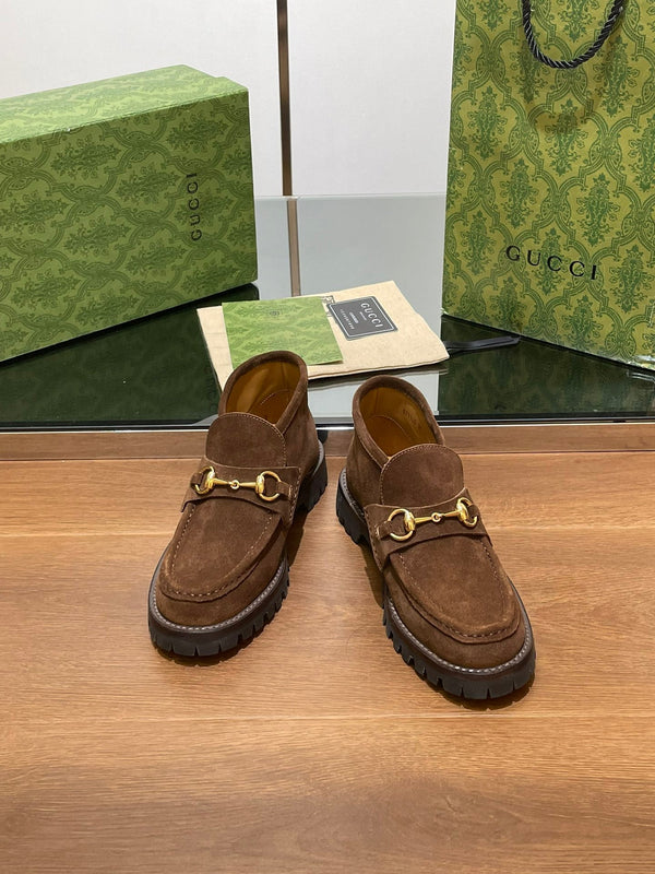 GG Ankle Boot With Horsebit 15 Dark Brown Suede