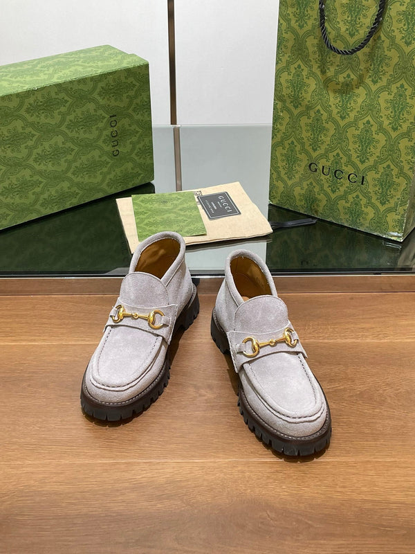 GG Ankle Boot With Horsebit 15 Grey Suede