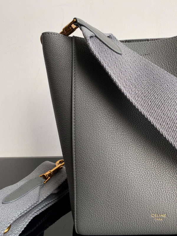 BORSA SANGLE SEAU SECCHIELLO 24 PELLE DI VITELLO GRIGIA