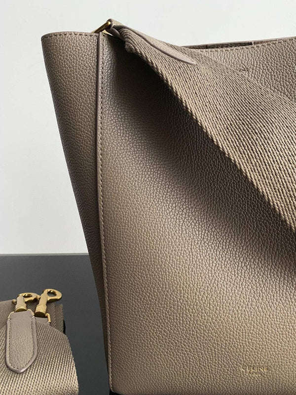 SANGLE SEAU BUCKET 24 BORSE IN PELLE DI VITELLO MARRONE ARACHIDI