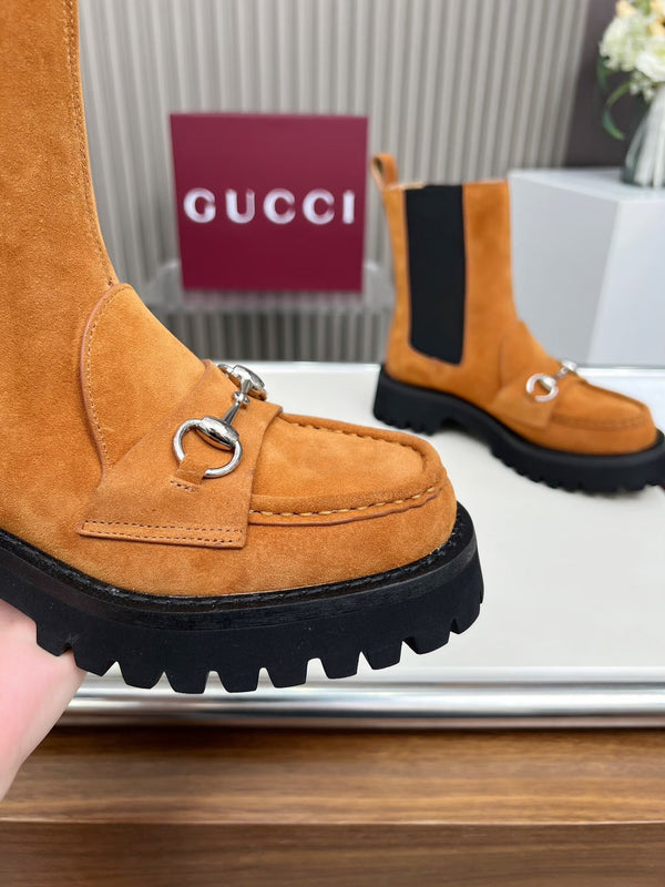 Gucci Ankle Boot with Horsebit Light Brown Suede 476795