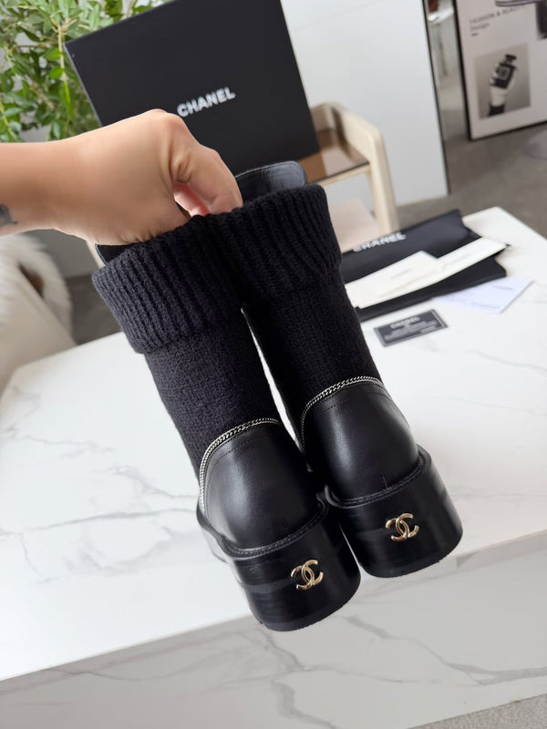 CC 26s Bottine cuir noir laine