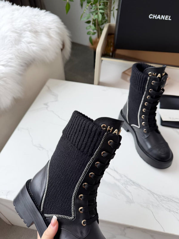 CC 26s Bottine cuir noir laine