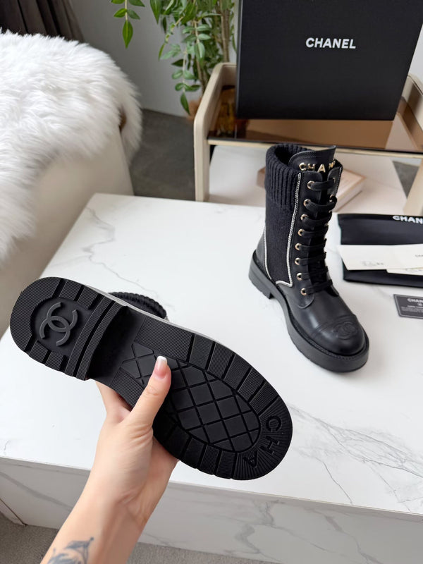 CC 26s Bottine cuir noir laine