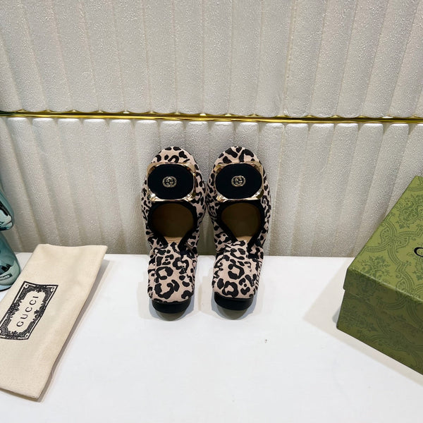 GG BALLET SUPER SLIM LEOPARD PATTERN LAMBSKIN