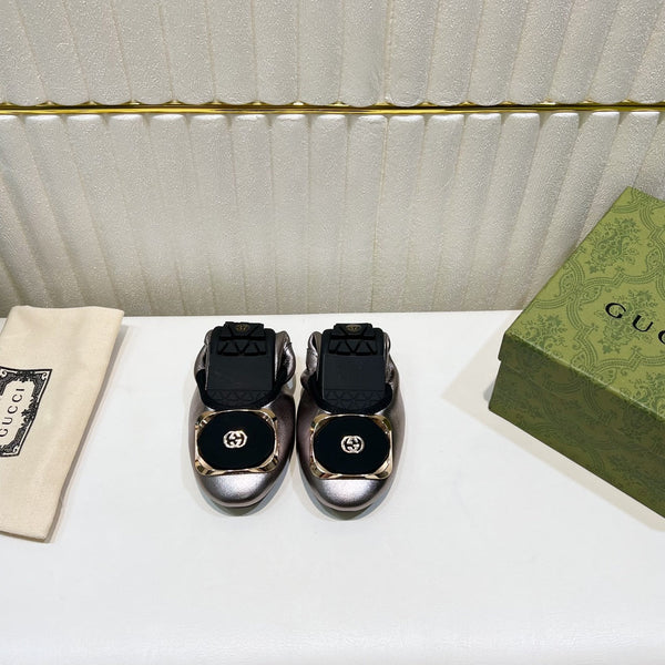 GG BALLET SUPER SLIM SILVER LAMBSKIN