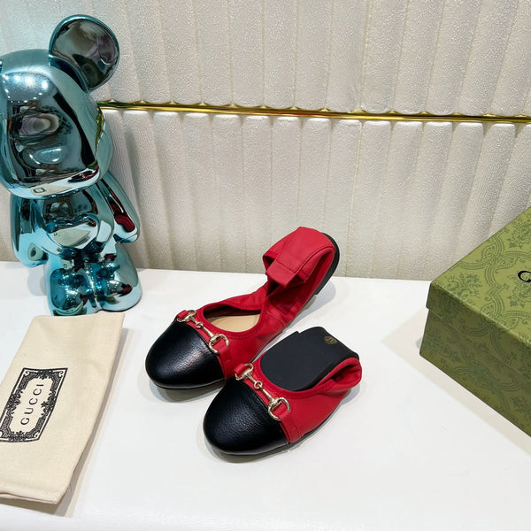 GG BALLET SUPER SLIM BUCKLE BLACK AND CRIMSON LAMBSKIN