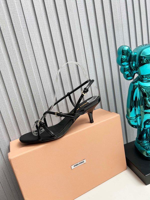 Miu 26s Sandals 5.5cm Black Patent Leather 680448