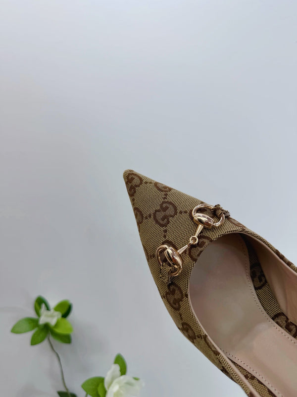 GG 26 Slingback Tissu Beige Marron 592422