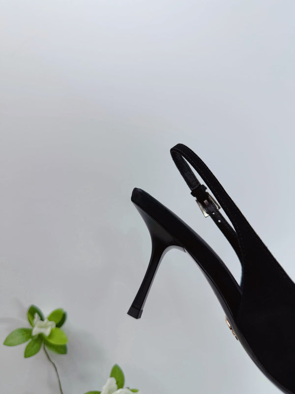 PRA 26SS Slingback 75 Black Suede 592342