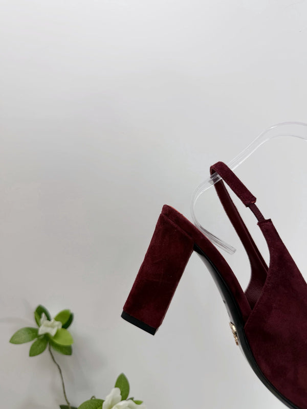PRA 26SS Slingback 85 Burgundy Suede 592365