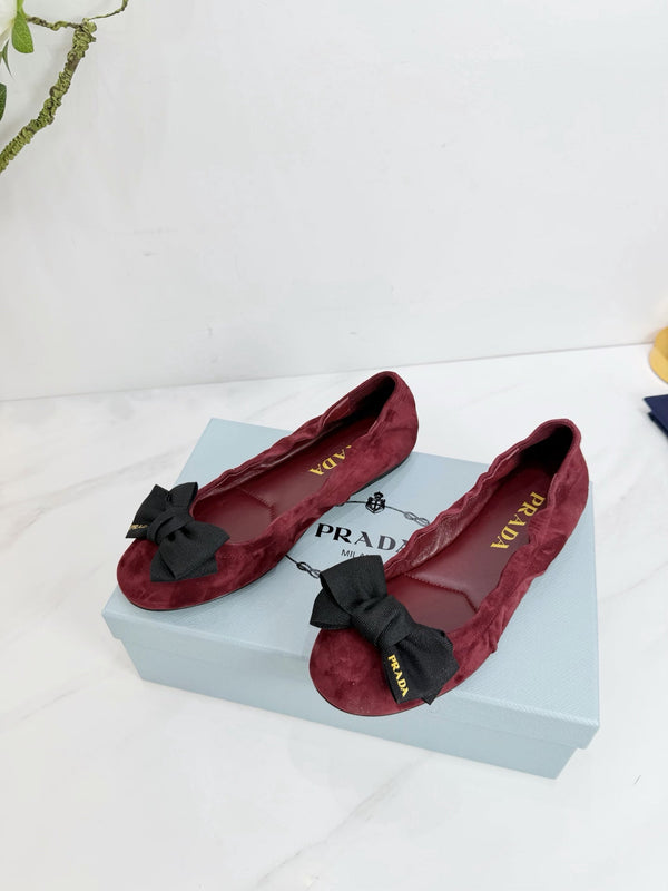PRA 26SS Ballerines Suède Bourgogne 592396