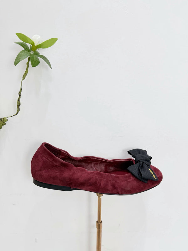PRA 26SS Ballerines Suède Bourgogne 592396