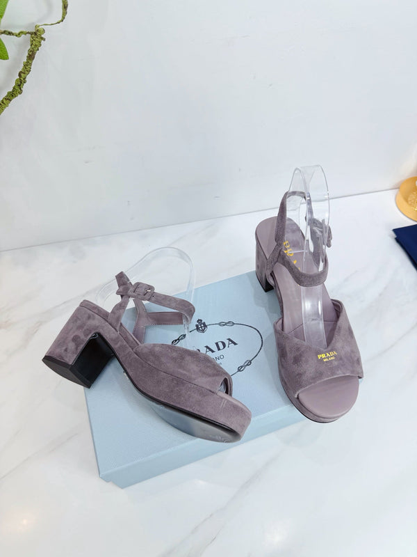 PRA 26SS Platform Sandals 75 Light Purple Suede Sheepskin 592381