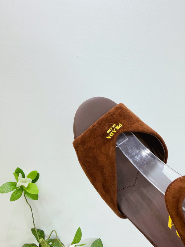PRA 26SS Sandales plateforme 75 Daim marron foncé Peau de mouton 592382