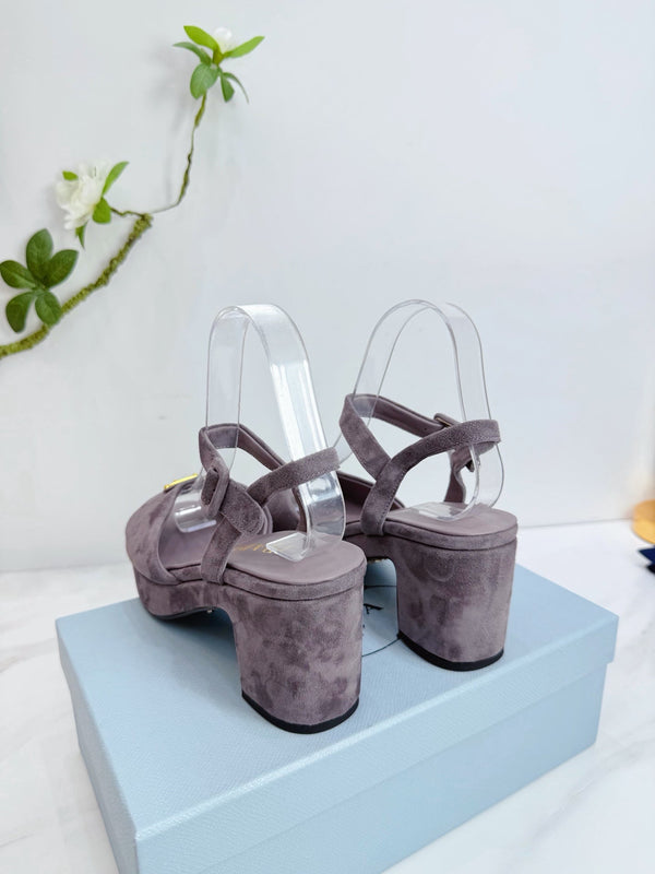 Sandales à plateforme PRA 26SS 75 Daim violet clair Peau de mouton 592390