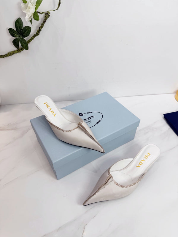 PRA 26SS Mule à talon aiguille 55 Ivoire Beige Cuir de vachette 592409