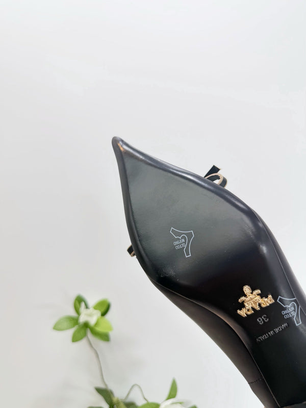 PRA 26SS Escarpins 55 Noir Beige Cuir de vachette 592405